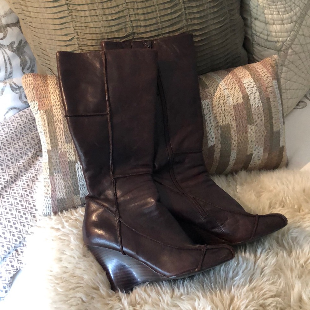 Aldo Brown Wedge Heeled Boots -Sz.7.5